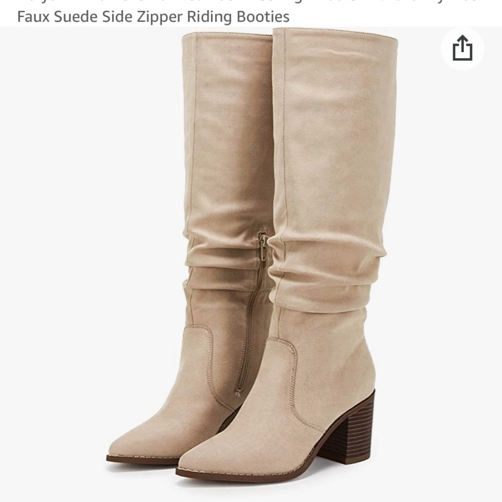 NWT Beige faux suede knee high boots